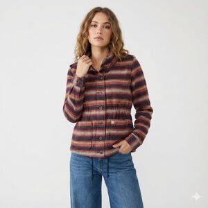 Obey streetwear jacket women striped cotton drawstring waist M